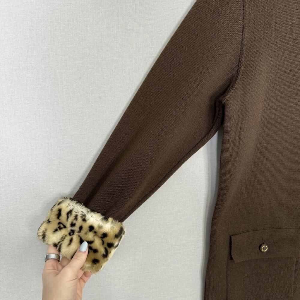 Vintage Pubbliche Relazioni Jacket Women Medium Wool Leopard Faux Fur Trim Retro - Picture 4 of 14